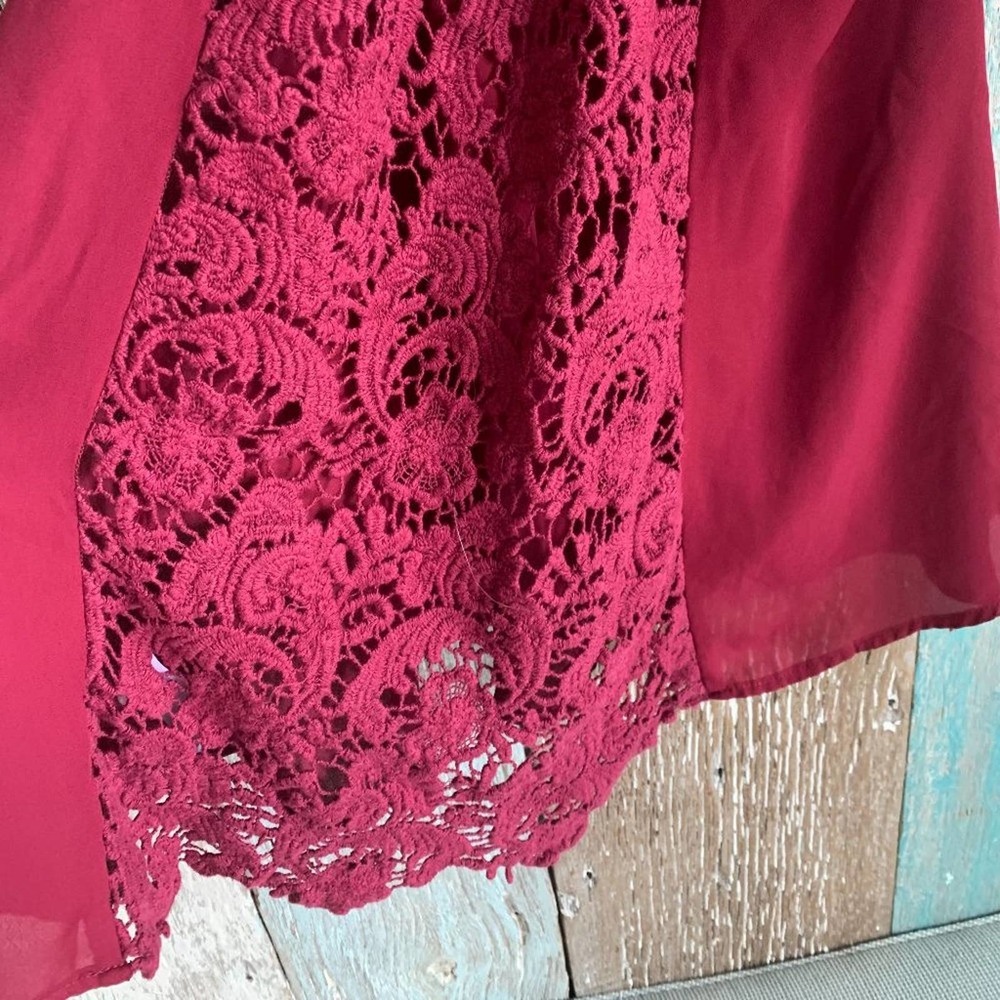 LA Hearts Maroon Lace Back Sheer Tank Top Medium - Picture 7 of 7